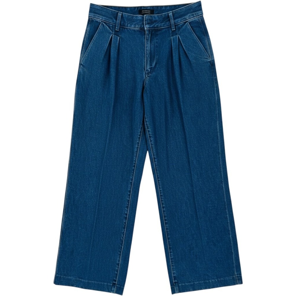 Banana Republic Wide-Leg Pleated Jeans in Deep Blue